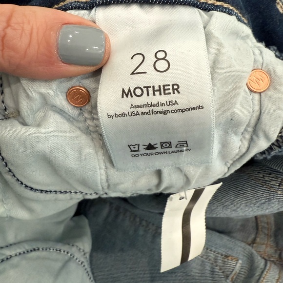 NWT MOTHER The Insider Crop Step Fray Teaming Up Size 28 dark wash high waisted - Picture 6 of 8